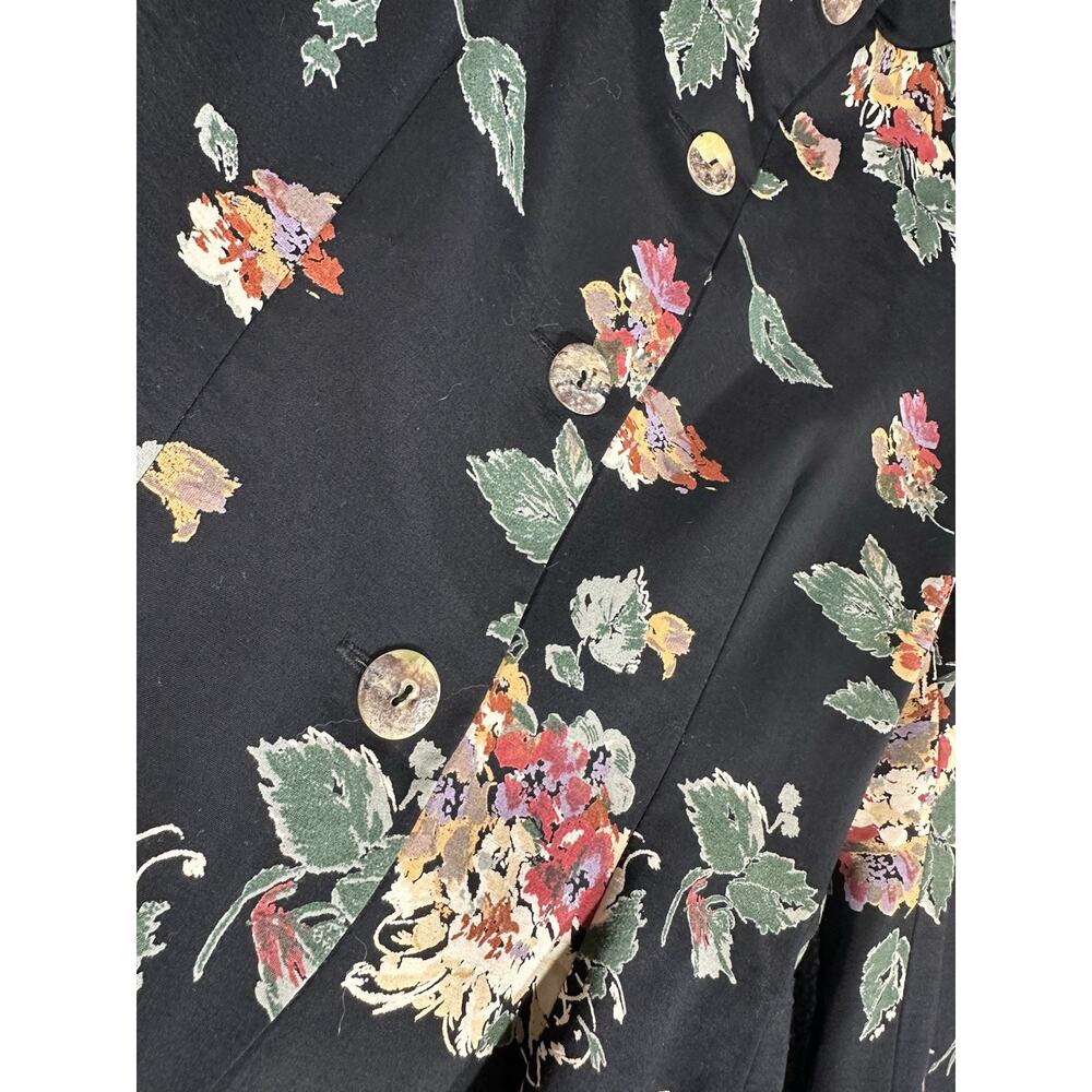 Nira Nira New York Fitted Jacket Blazer Black Floral Vintage Women’s Size 6 - Picture 2 of 7